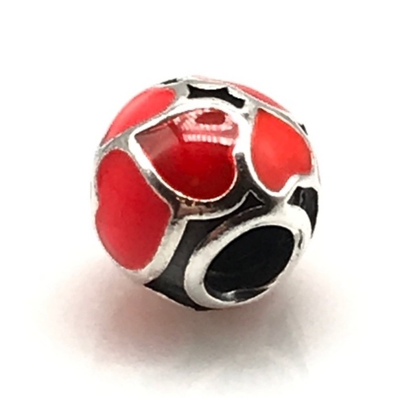 Pandora Red Hot Love Orange Enamel Rare Retired Bead Charm - Picture 3 of 5